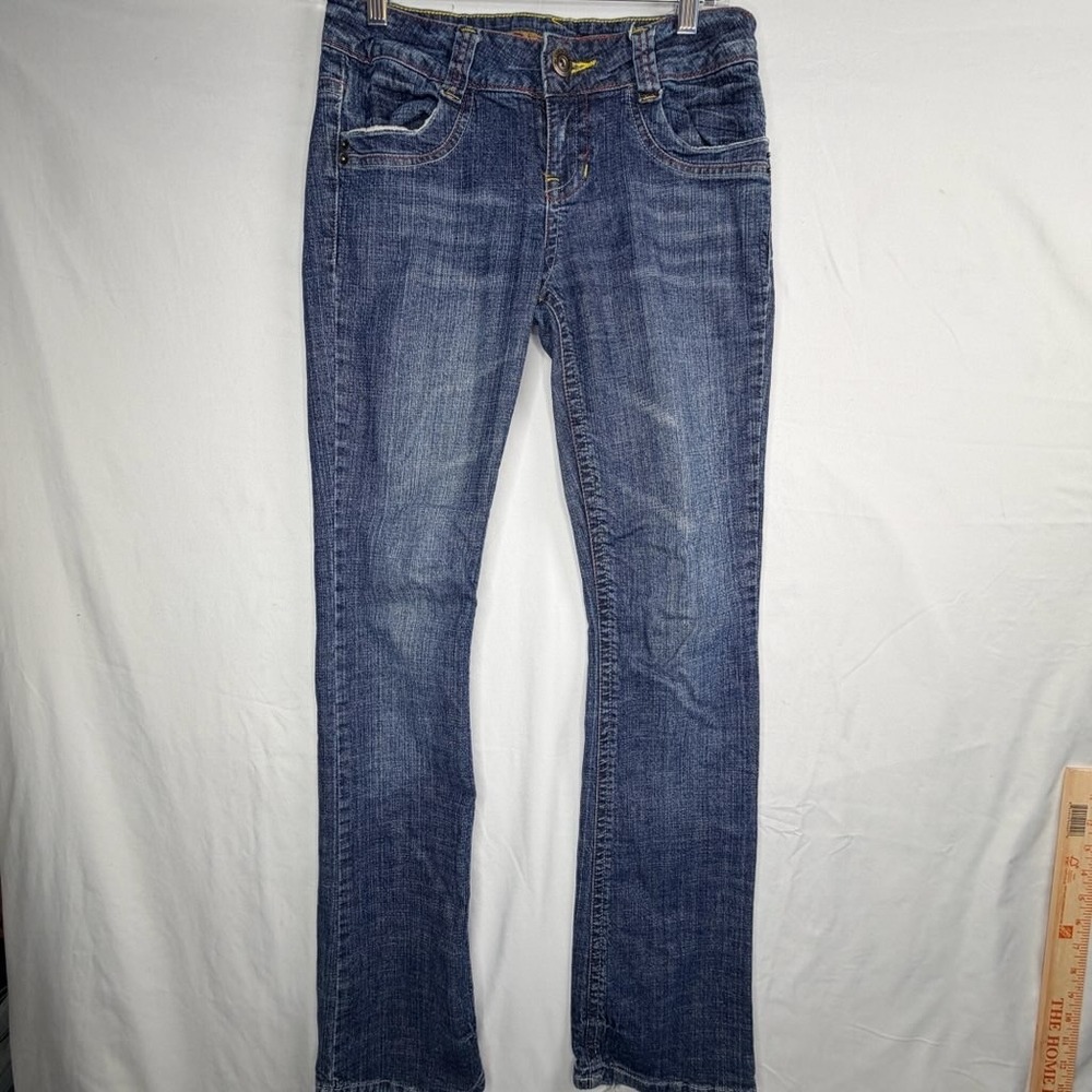 Mudd Bootcut Jeans Womens 5 Blue Denim Low Rise Contrast Stitch BDP2180X